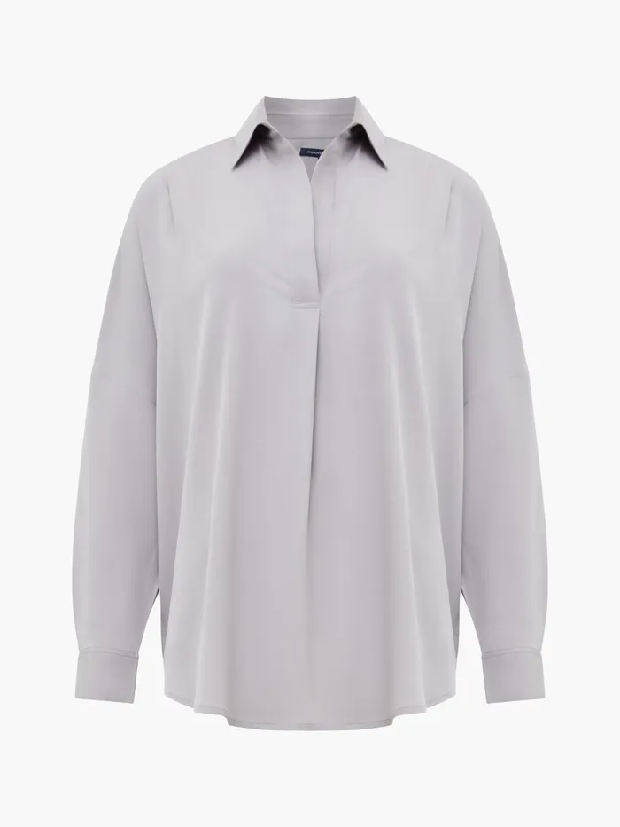 French Connection Rhodes Recycled Crepe Popover Shirt 8211 Alloy Woman Tops