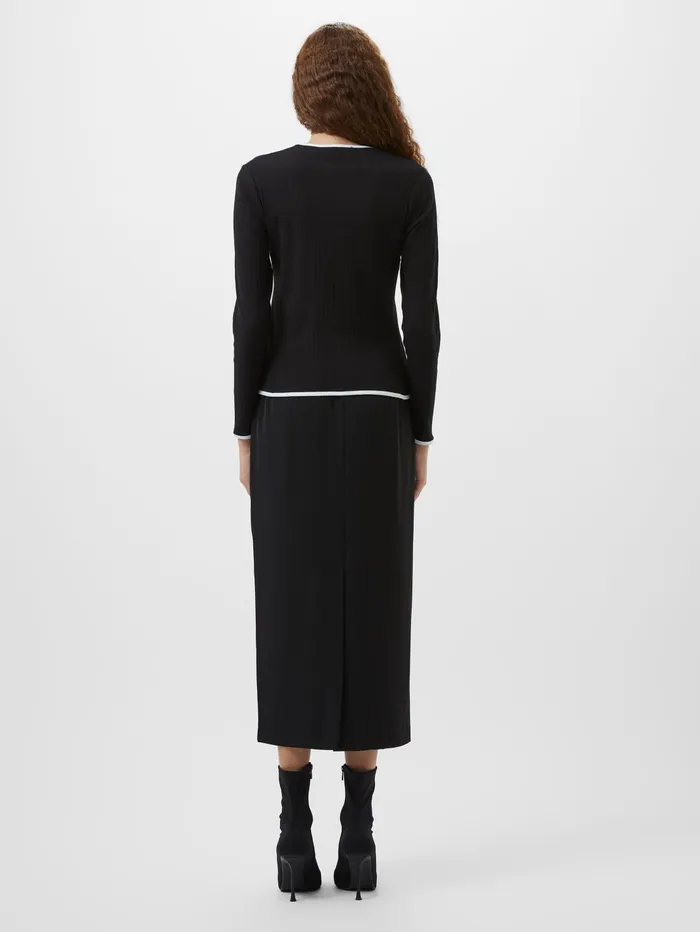 French Connection Sasia Rib Contrast Binding Top BlackWhite Woman Tops