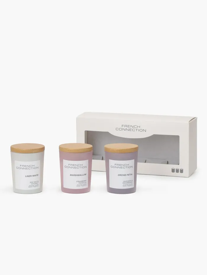 French Connection Serenity Candle Set Of 3 Natural Home Home Accessories