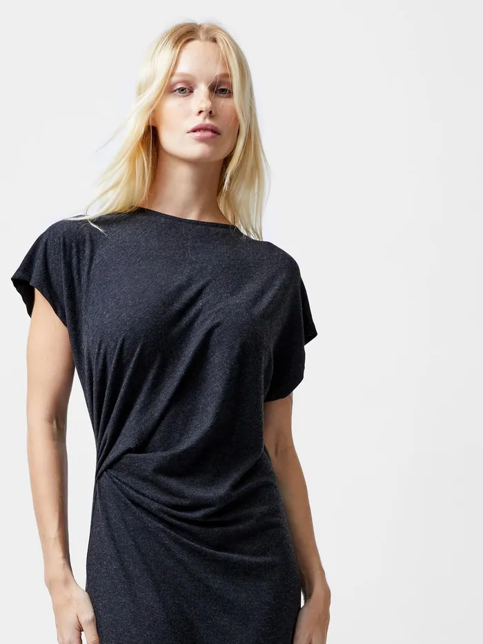 French Connection Shelly Jersey Ruched Midaxi Dress Dark Grey Woman Dresses
