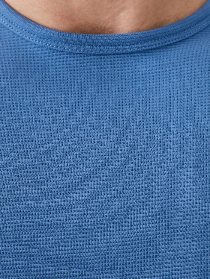French Connection Short Sleeve Ottoman Texture TShirt Steel Blue Man TShirts and Polo Shirts