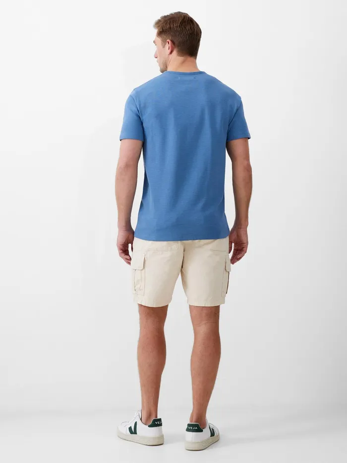 French Connection Short Sleeve Ottoman Texture TShirt Steel Blue Man TShirts and Polo Shirts