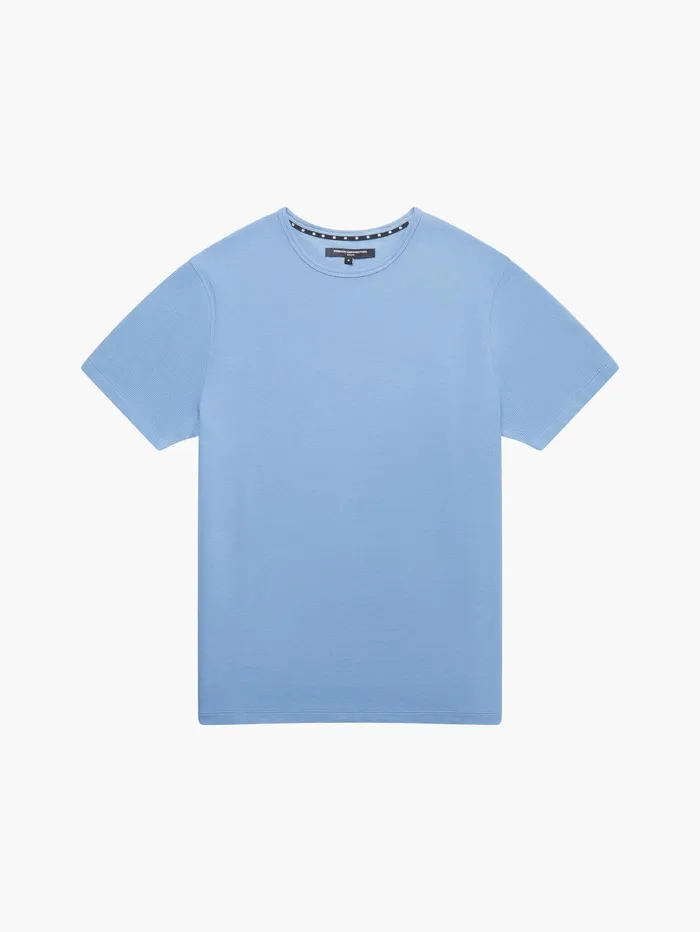 French Connection Short Sleeve Ottoman Texture TShirt Steel Blue Man TShirts and Polo Shirts