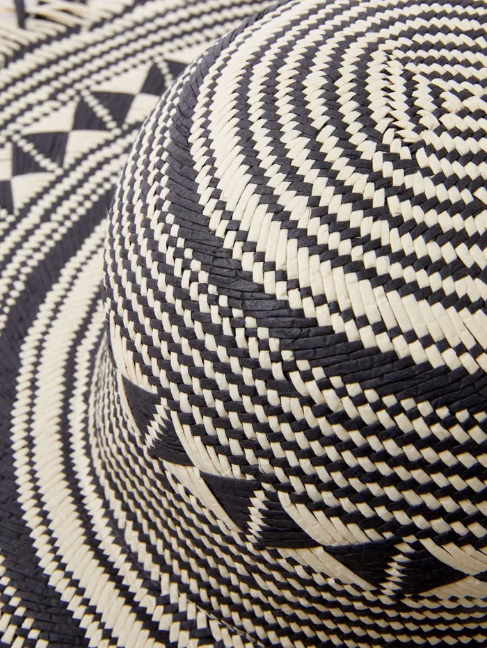 French Connection Straw Beach Hat BlackCream Woman Hats
