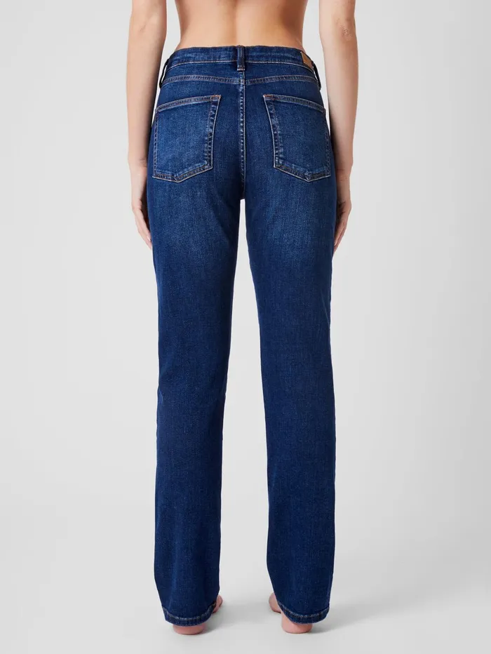 French Connection Stretch Denim Cigarette Fit Full Length Jeans 34 Inch Mid Wash Woman Trousers