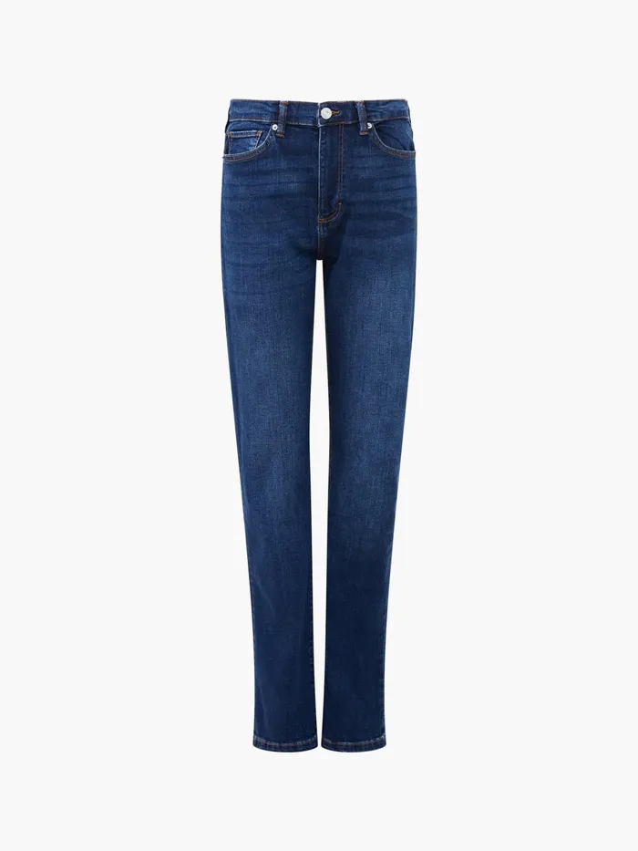 French Connection Stretch Denim Cigarette Fit Full Length Jeans 34 Inch Mid Wash Woman Trousers