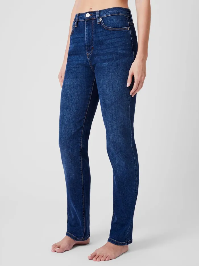 French Connection Stretch Denim Cigarette Fit Full Length Jeans 34 Inch Mid Wash Woman Trousers
