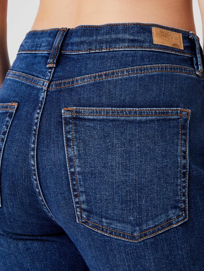French Connection Stretch Denim Cigarette Fit Full Length Jeans 34 Inch Mid Wash Woman Trousers