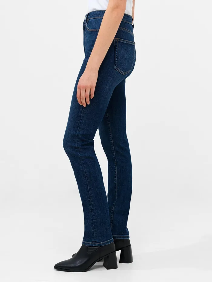 French Connection Stretch Denim Cigarette Fit Full Length Jeans 34 Inch Mid Wash Woman Trousers