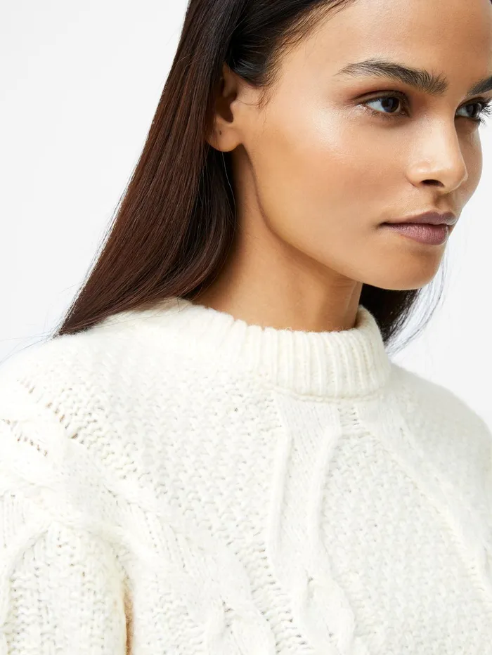 French Connection Traditional Cable Knit Jumper Ecru Woman Jumpers and Cardigans