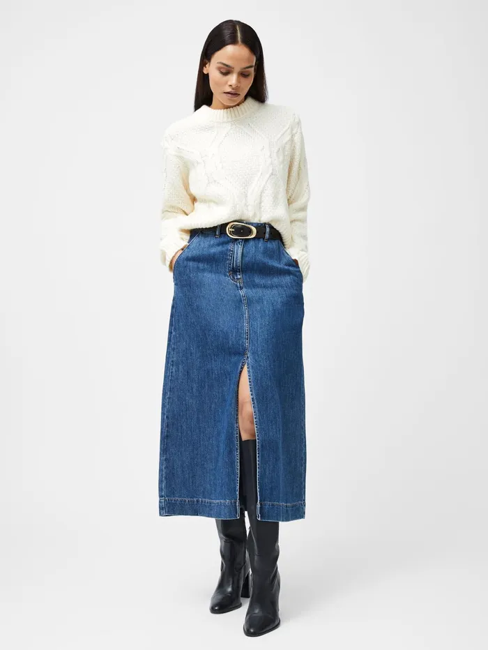 French Connection Traditional Cable Knit Jumper Ecru Woman Jumpers and Cardigans