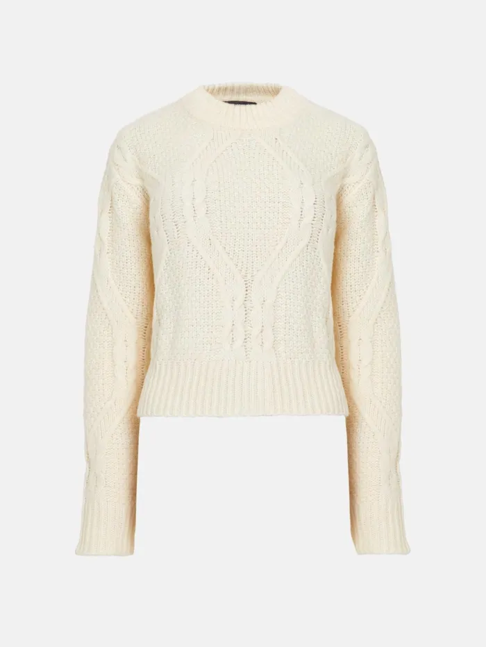 French Connection Traditional Cable Knit Jumper Ecru Woman Jumpers and Cardigans