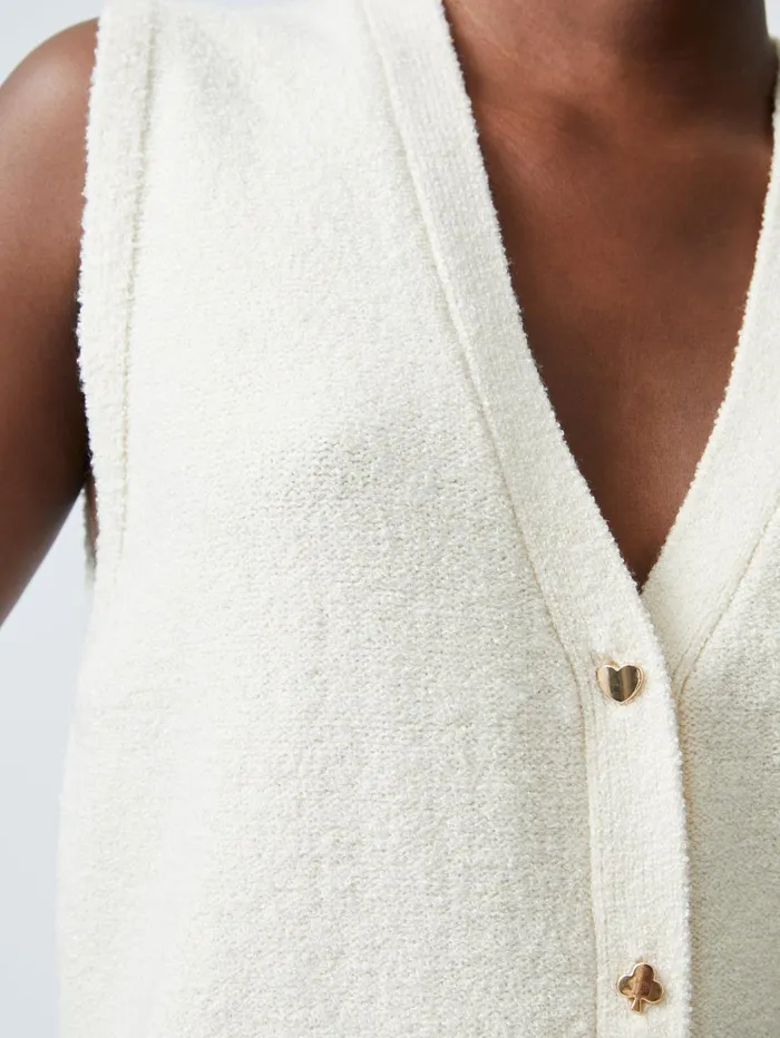 French Connection Vhari Recycled Button Down Vest Porcelain Cream Woman Jumpers and Cardigans