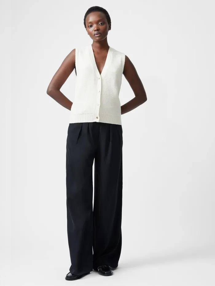 French Connection Vhari Recycled Button Down Vest Porcelain Cream Woman Jumpers and Cardigans