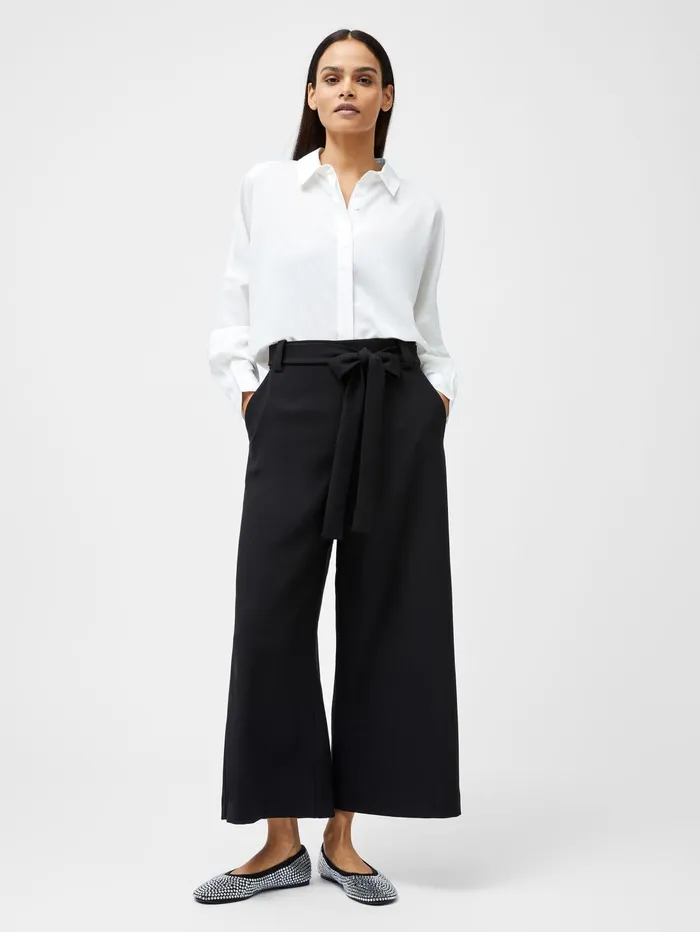 French Connection Whisper Belted Culottes Black Woman Trousers