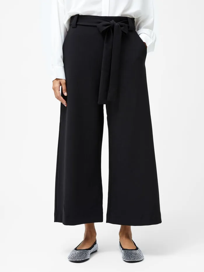 French Connection Whisper Belted Culottes Black Woman Trousers