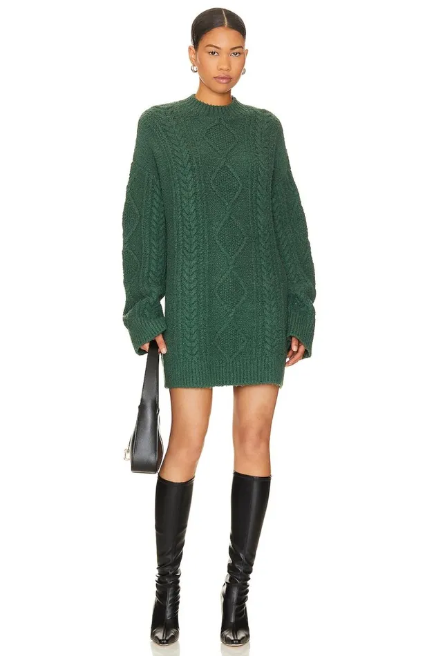 Garcelle Sweater Dress Forest Green Women Lovers and Friends Dresses