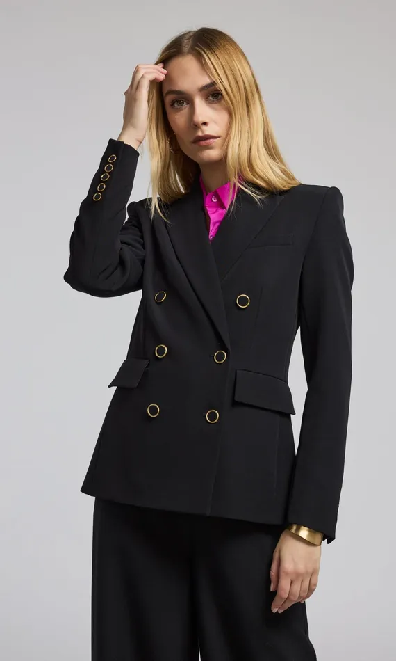 Generation Love Clothing Arielle Crepe Blazer Black Women Blazers and Jackets