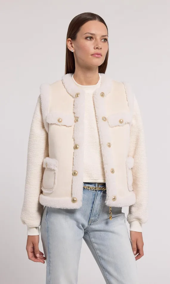 Generation Love Clothing Chad Vegan Suede Shearling Vest Snowwhite Women Outerwear
