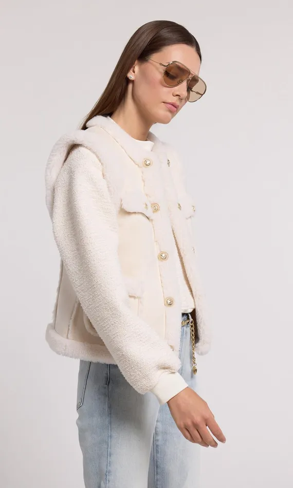 Generation Love Clothing Chad Vegan Suede Shearling Vest Snowwhite Women Outerwear