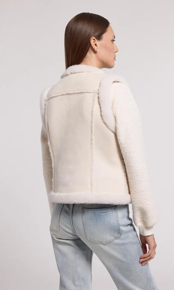 Generation Love Clothing Chad Vegan Suede Shearling Vest Snowwhite Women Outerwear