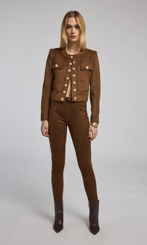 Generation Love Clothing Lennon Belted Vegan Suede Legging Caramel Women Pants