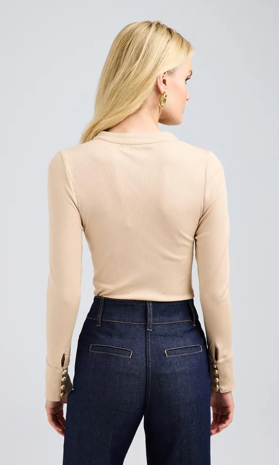 Generation Love Clothing Minny Rib Bodysuit Sand Women Bodysuits