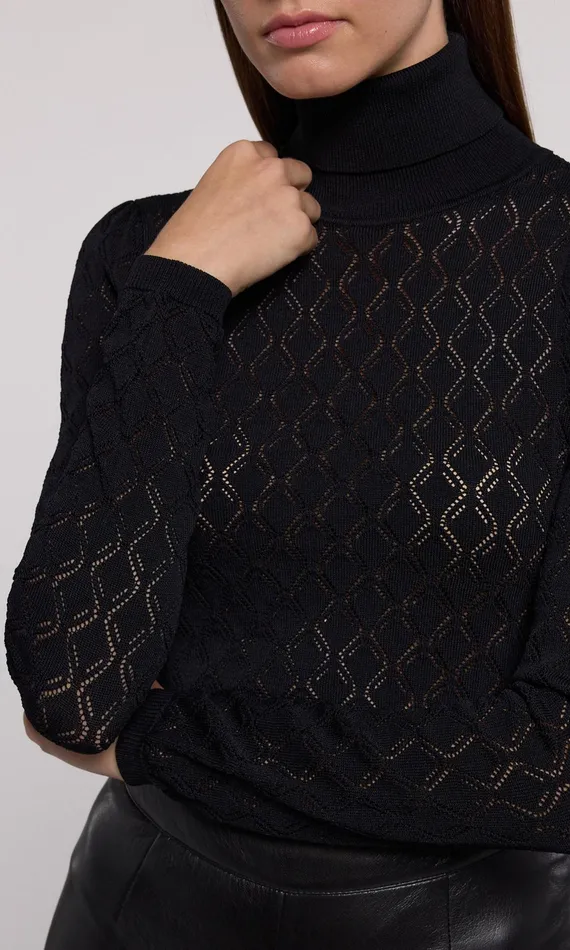 Generation Love Clothing Natasha Pointelle Sweater Black Women Sweaters and Sweatshirts