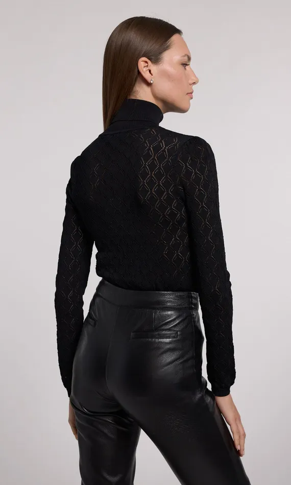 Generation Love Clothing Natasha Pointelle Sweater Black Women Sweaters and Sweatshirts