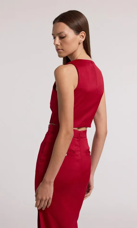 Generation Love Clothing Opal Crystal Embellished Satin Top Rubyclear Women Tops