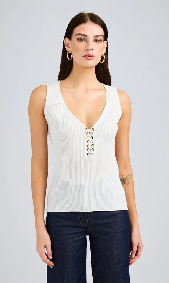 Generation Love Clothing Pacey Sweater Tank White Women Tops