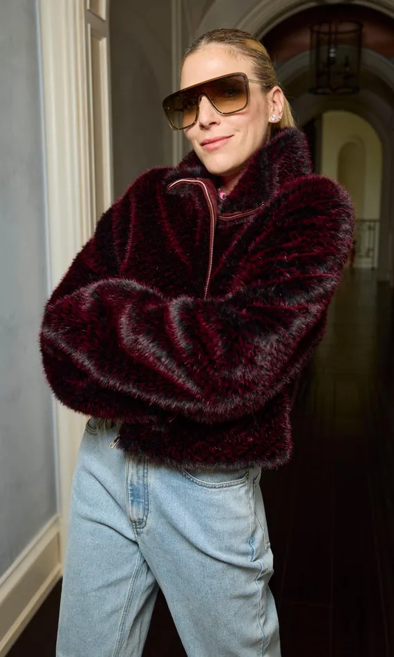 Generation Love Clothing Roxi Faux Fur Bomber Blackwine Women Outerwear