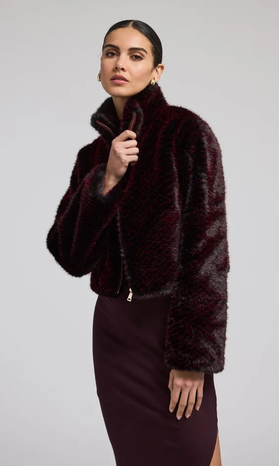 Generation Love Clothing Roxi Faux Fur Bomber Blackwine Women Outerwear