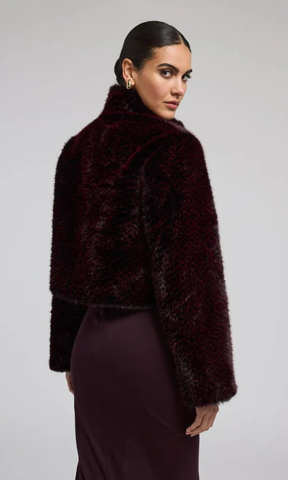 Generation Love Clothing Roxi Faux Fur Bomber Blackwine Women Outerwear