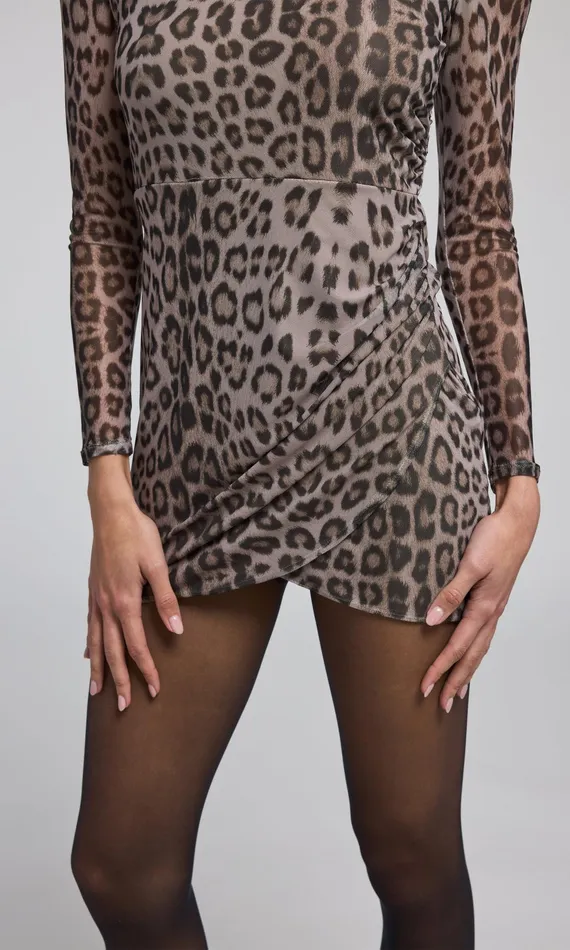 Generation Love Clothing Talulla Leo Mesh Mini Dress Leopard Women Dresses