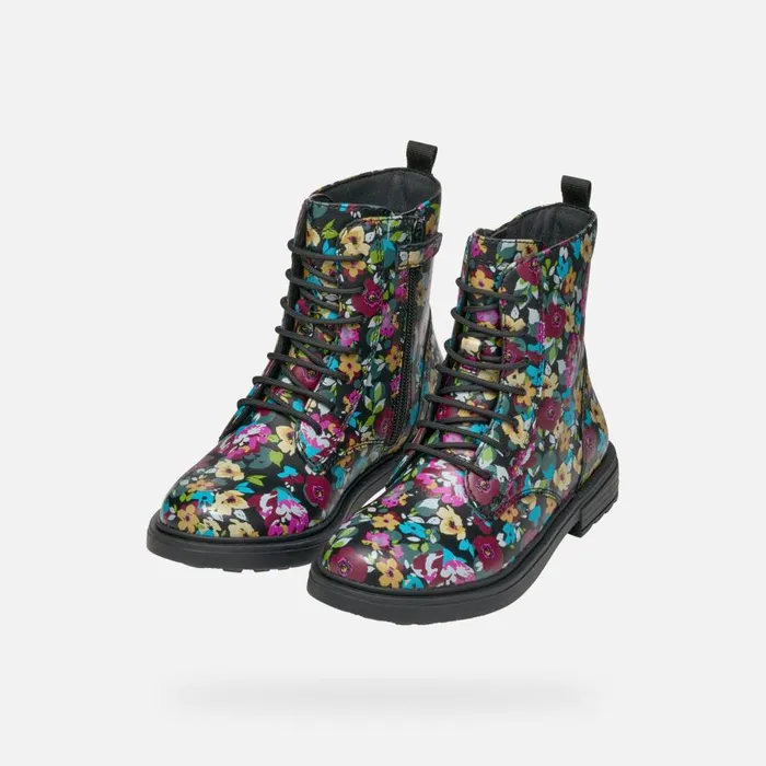 Geox Ankle Boots ECLAIR GIRL BlackMulticolor Combat Boots Blackmulticolor 8211 Kids