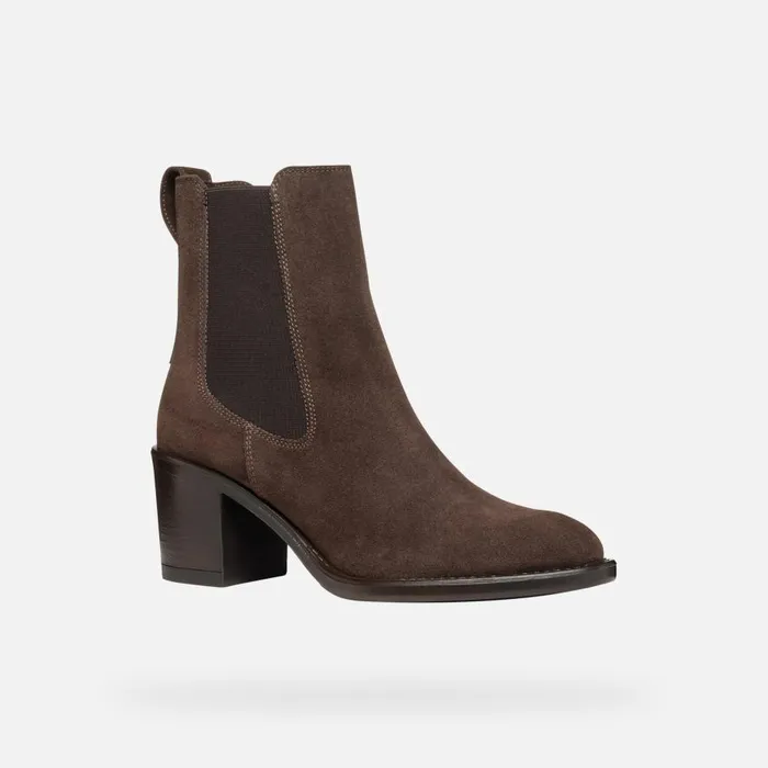 Geox Ankle Boots FARNIA WOMAN Coffee Medium Heel Ankle Boots Coffee 8211 Woman