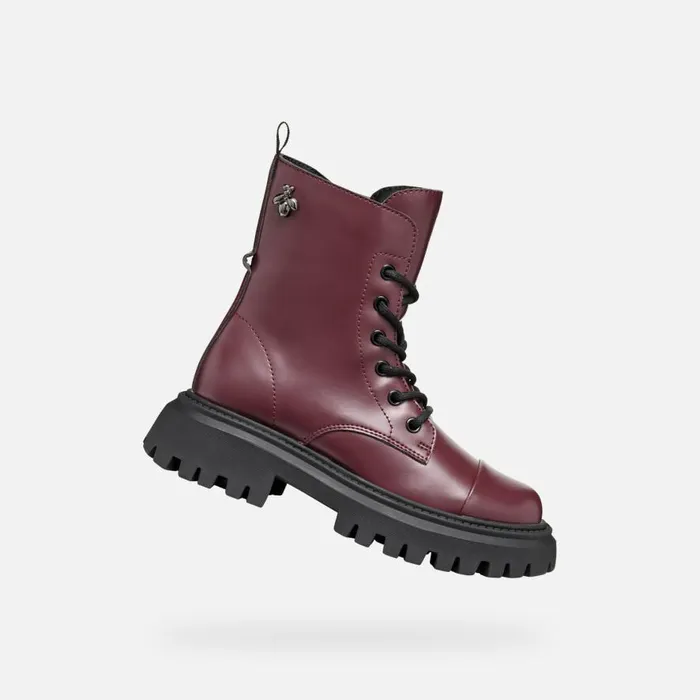 Geox Ankle Boots MAQUINNENS GIRL Dark Burgundy Combat Boots Dark Burgundy 8211 Kids