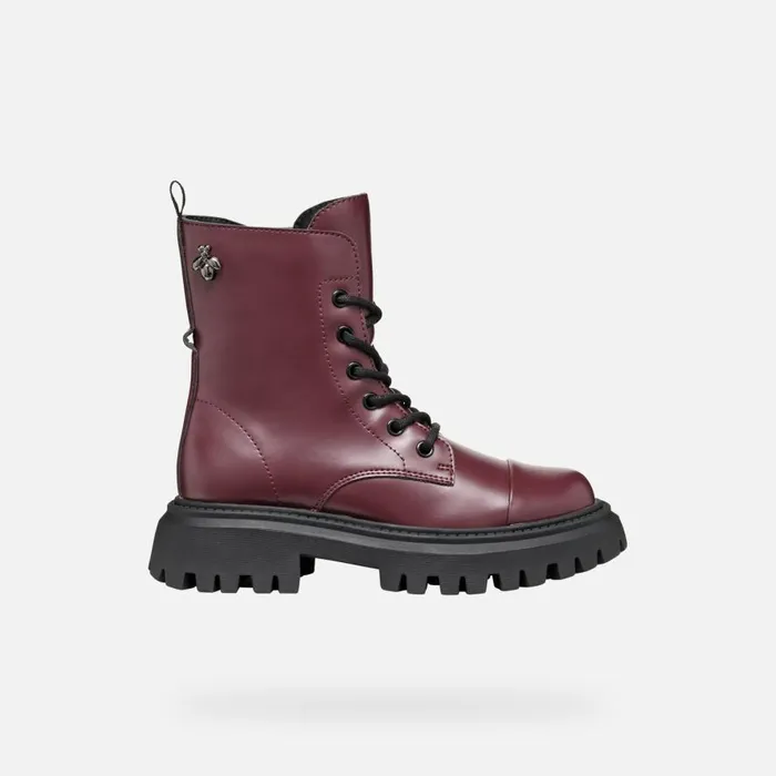Geox Ankle Boots MAQUINNENS GIRL Dark Burgundy Combat Boots Dark Burgundy 8211 Kids