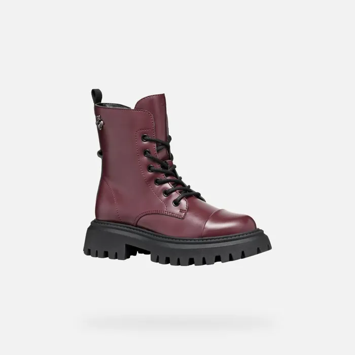 Geox Ankle Boots MAQUINNENS GIRL Dark Burgundy Combat Boots Dark Burgundy 8211 Kids