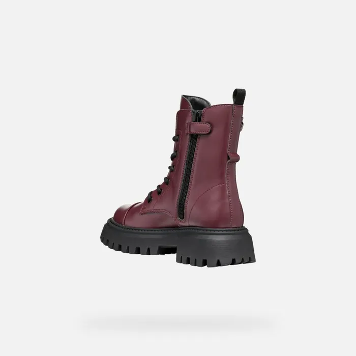 Geox Ankle Boots MAQUINNENS GIRL Dark Burgundy Combat Boots Dark Burgundy 8211 Kids