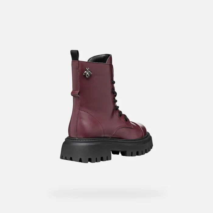 Geox Ankle Boots MAQUINNENS GIRL Dark Burgundy Combat Boots Dark Burgundy 8211 Kids