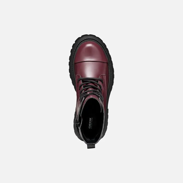 Geox Ankle Boots MAQUINNENS GIRL Dark Burgundy Combat Boots Dark Burgundy 8211 Kids