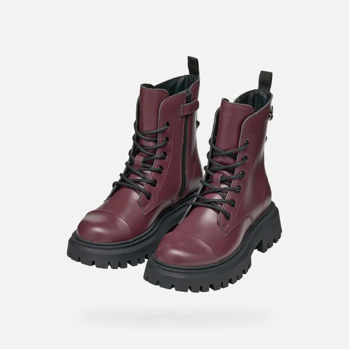 Geox Ankle Boots MAQUINNENS GIRL Dark Burgundy Combat Boots Dark Burgundy 8211 Kids