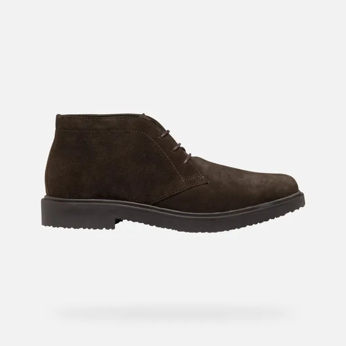 Geox Ankle Boots MASSIMIANO MAN Dark Coffee Suede Ankle Boots Dark Coffee 8211 Man