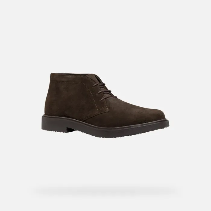 Geox Ankle Boots MASSIMIANO MAN Dark Coffee Suede Ankle Boots Dark Coffee 8211 Man