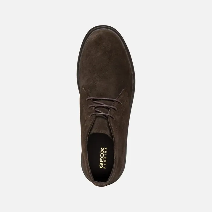Geox Ankle Boots MASSIMIANO MAN Dark Coffee Suede Ankle Boots Dark Coffee 8211 Man