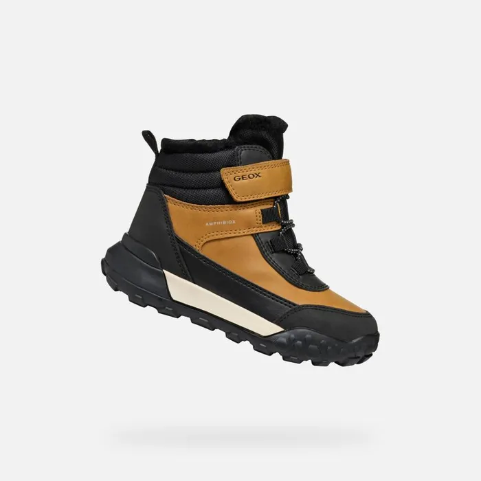 Geox Ankle Boots TREKKYUP ABX JUNIOR Dark YellowBlack Waterproof Boots Dark Yellowblack 8211 Kids