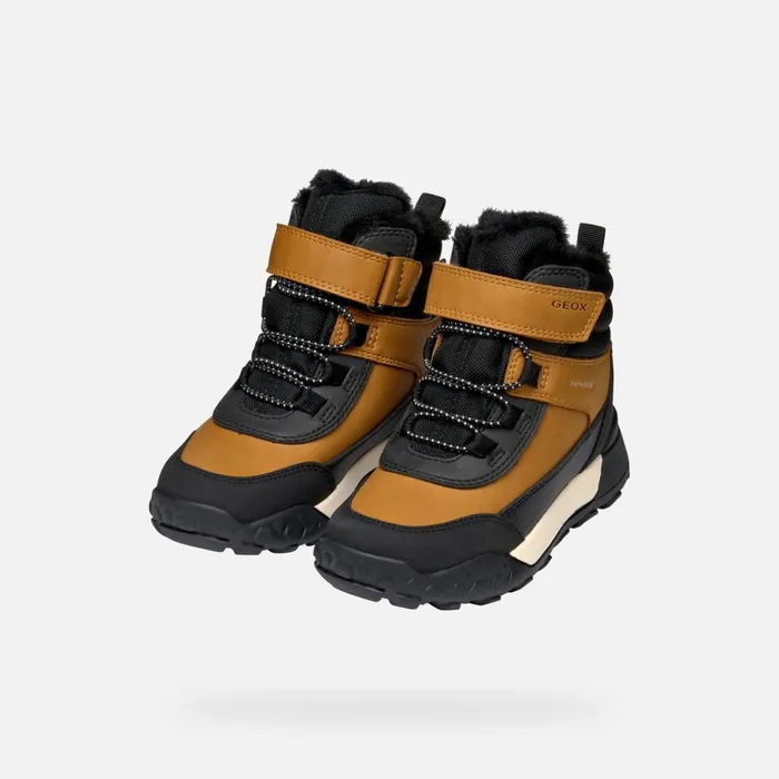 Geox Ankle Boots TREKKYUP ABX JUNIOR Dark YellowBlack Waterproof Boots Dark Yellowblack 8211 Kids