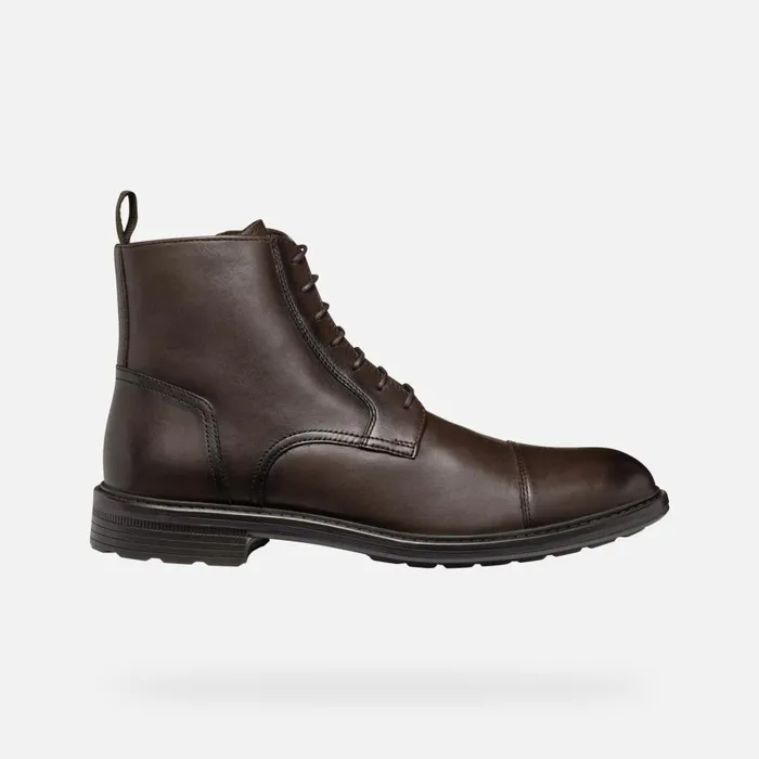 Geox Ankle Boots WALK PLEASURE MAN Coffee Ankle Boots With Laces Coffee 8211 Man